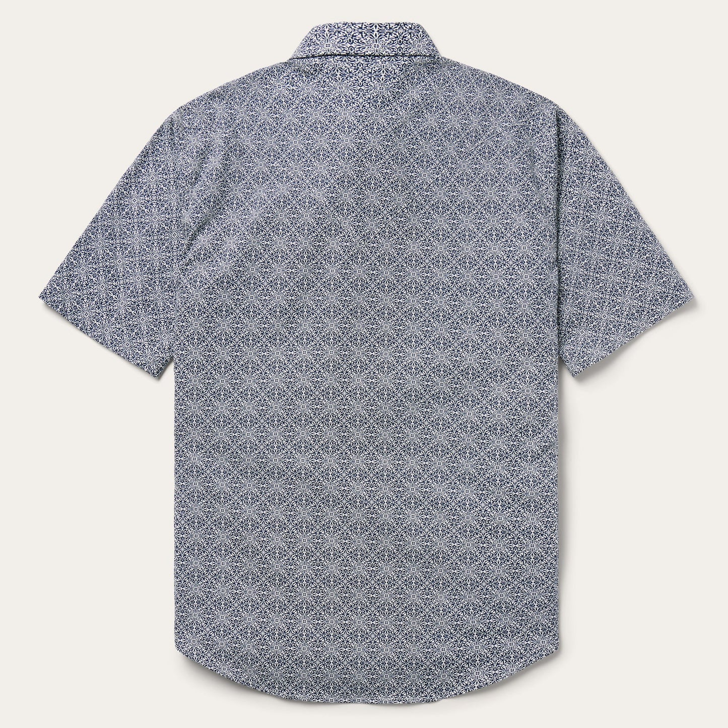 Navy Print Short Sleeve Western Shirt Blue