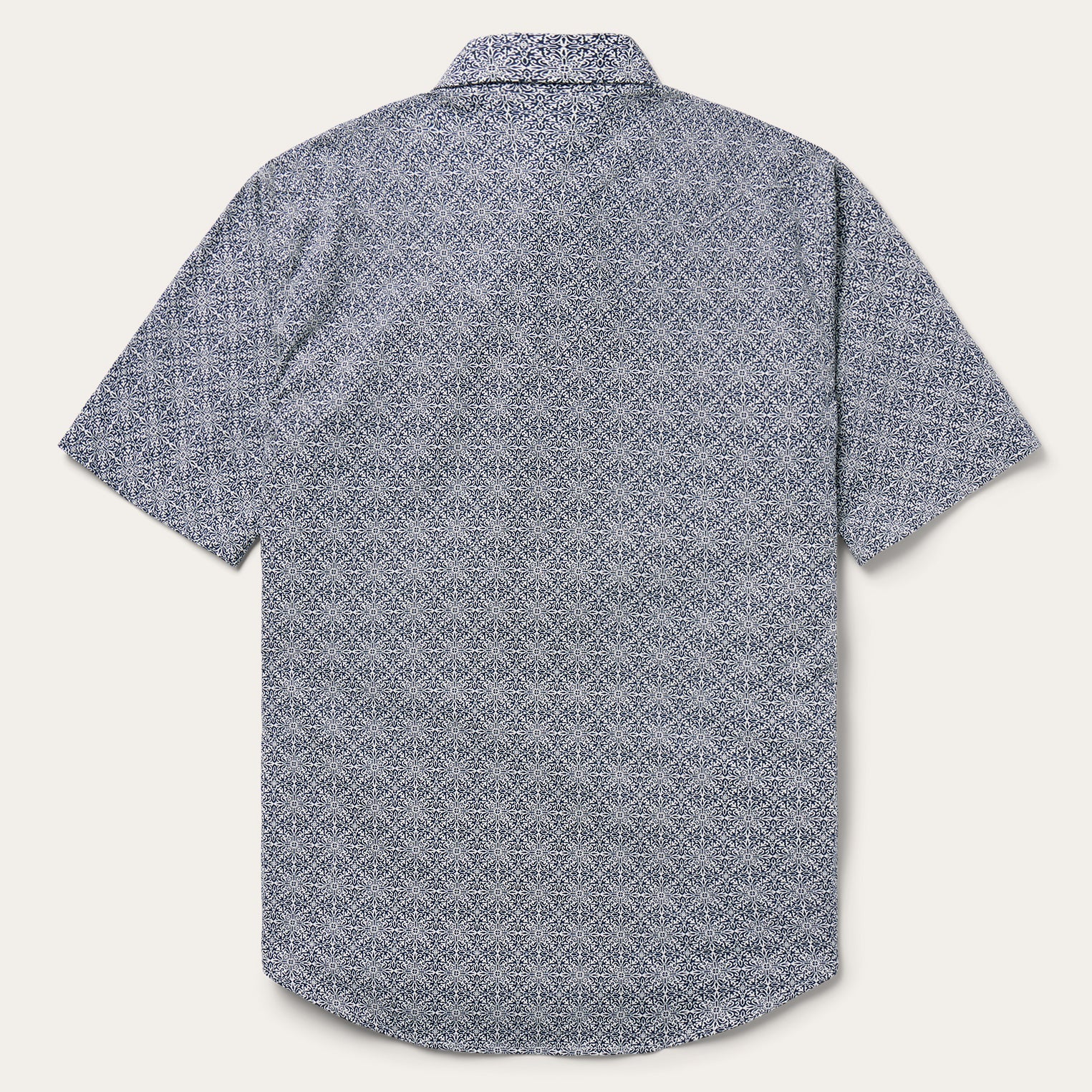 Navy Print Short Sleeve Western Shirt Blue