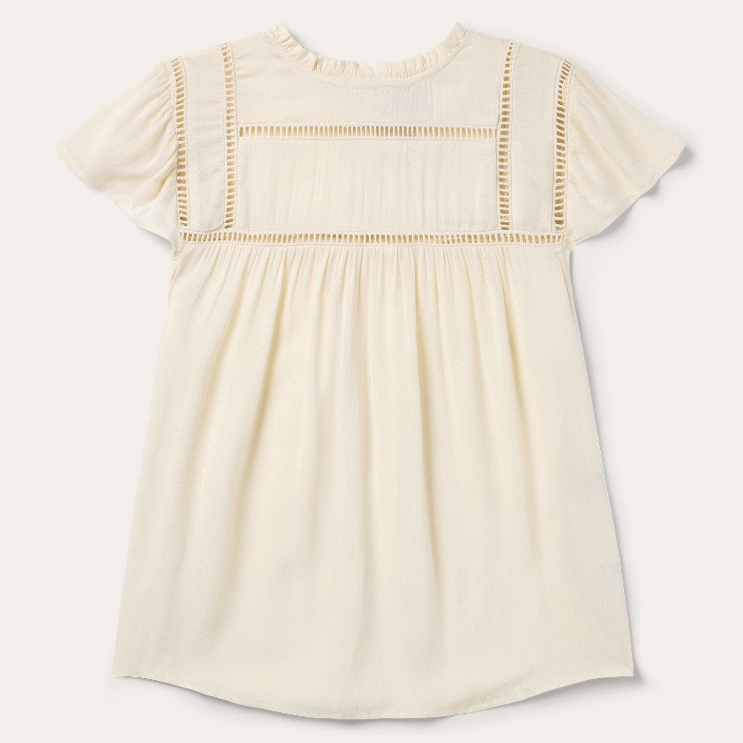 Cream Herringbone Blouse White