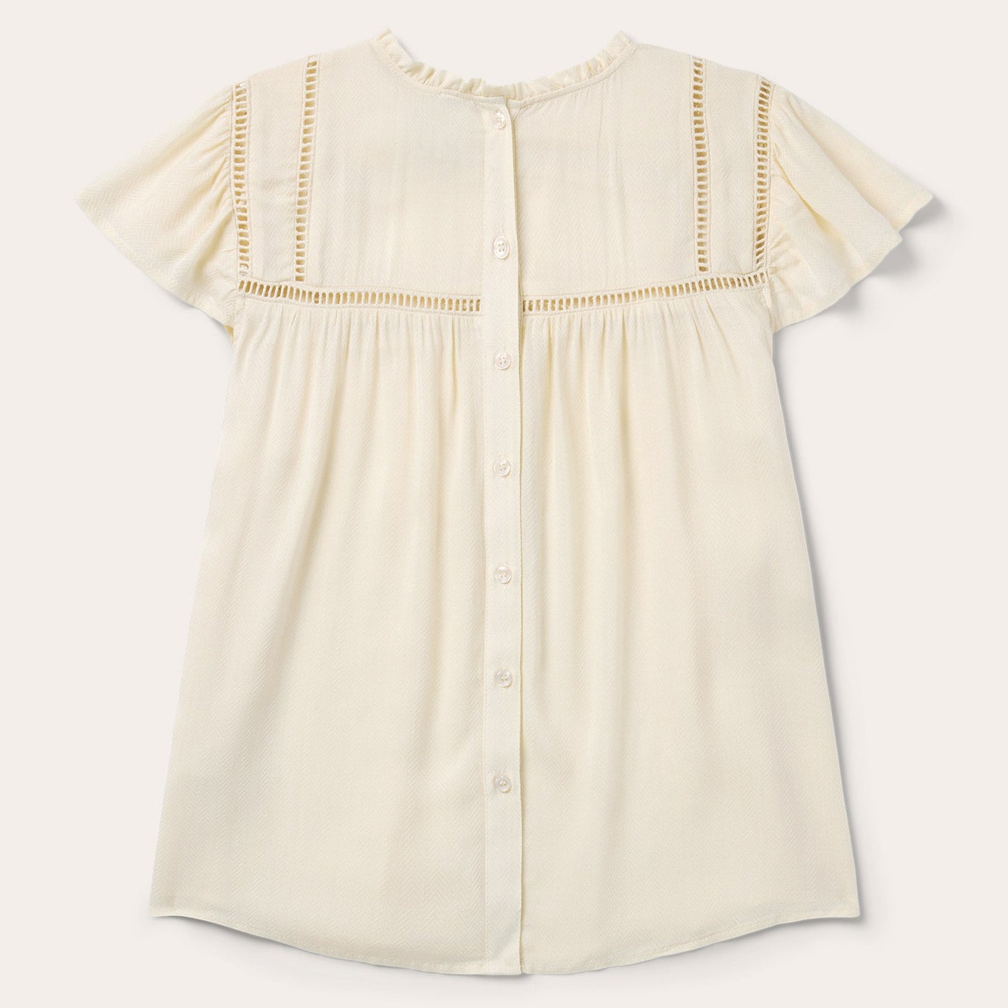 Cream Herringbone Blouse White