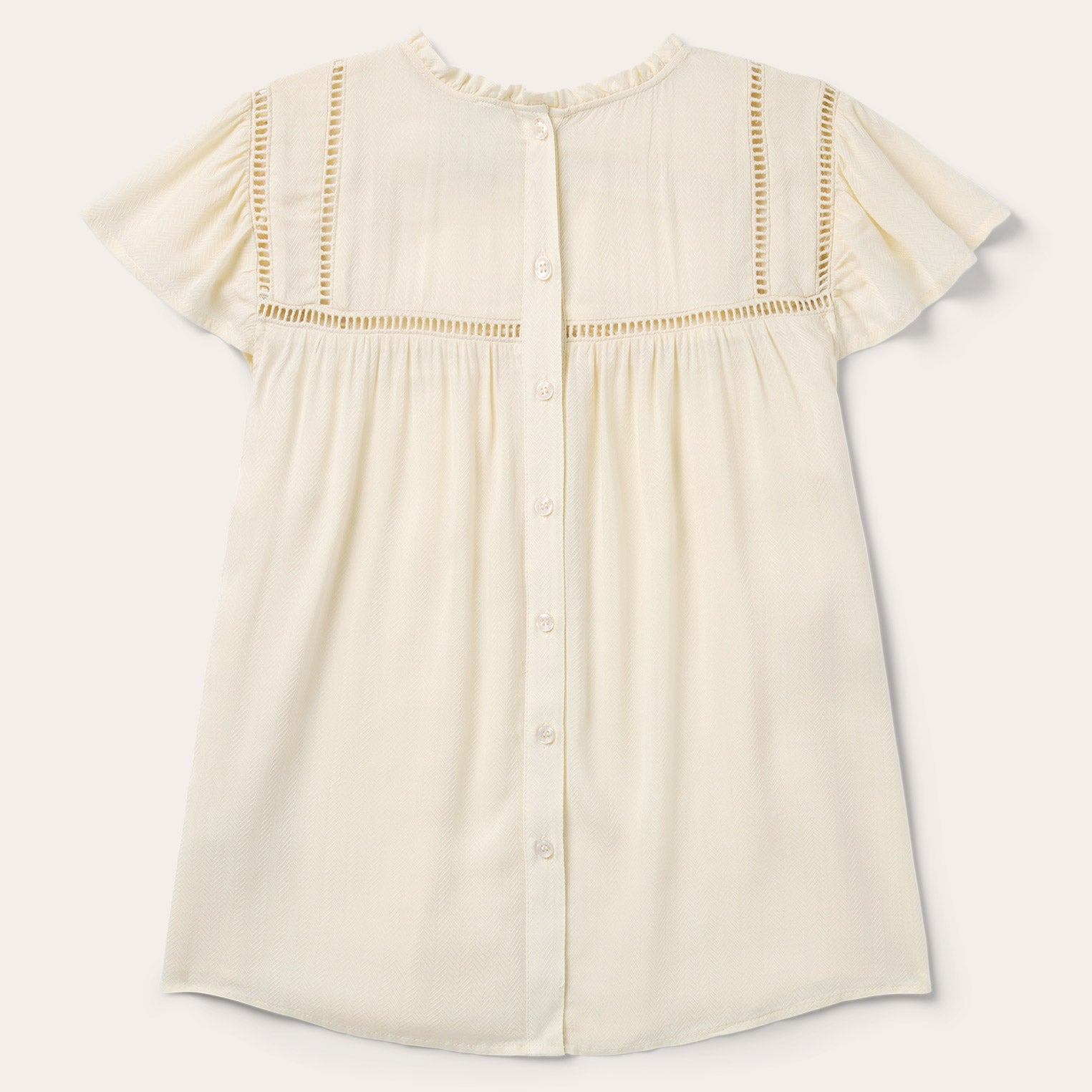 Cream Herringbone Blouse White