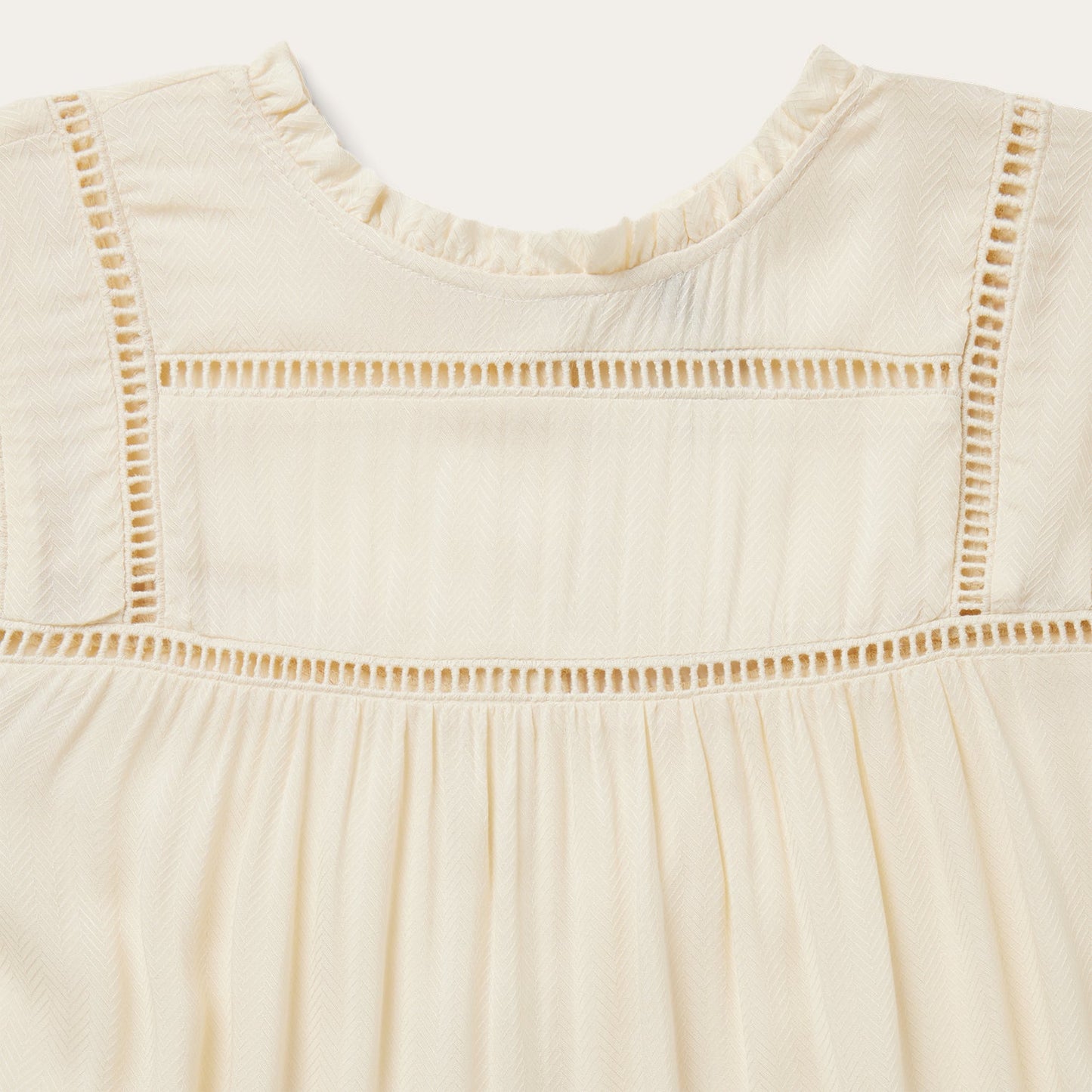 Cream Herringbone Blouse White