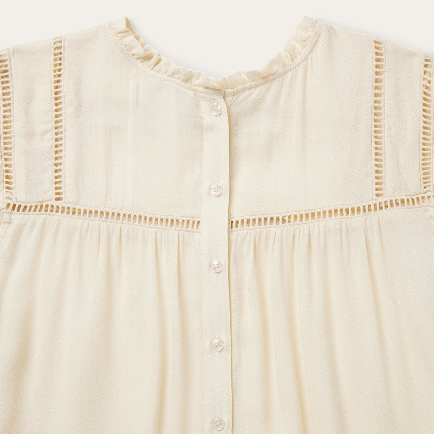 Cream Herringbone Blouse White