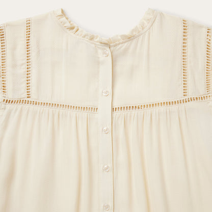 Cream Herringbone Blouse White