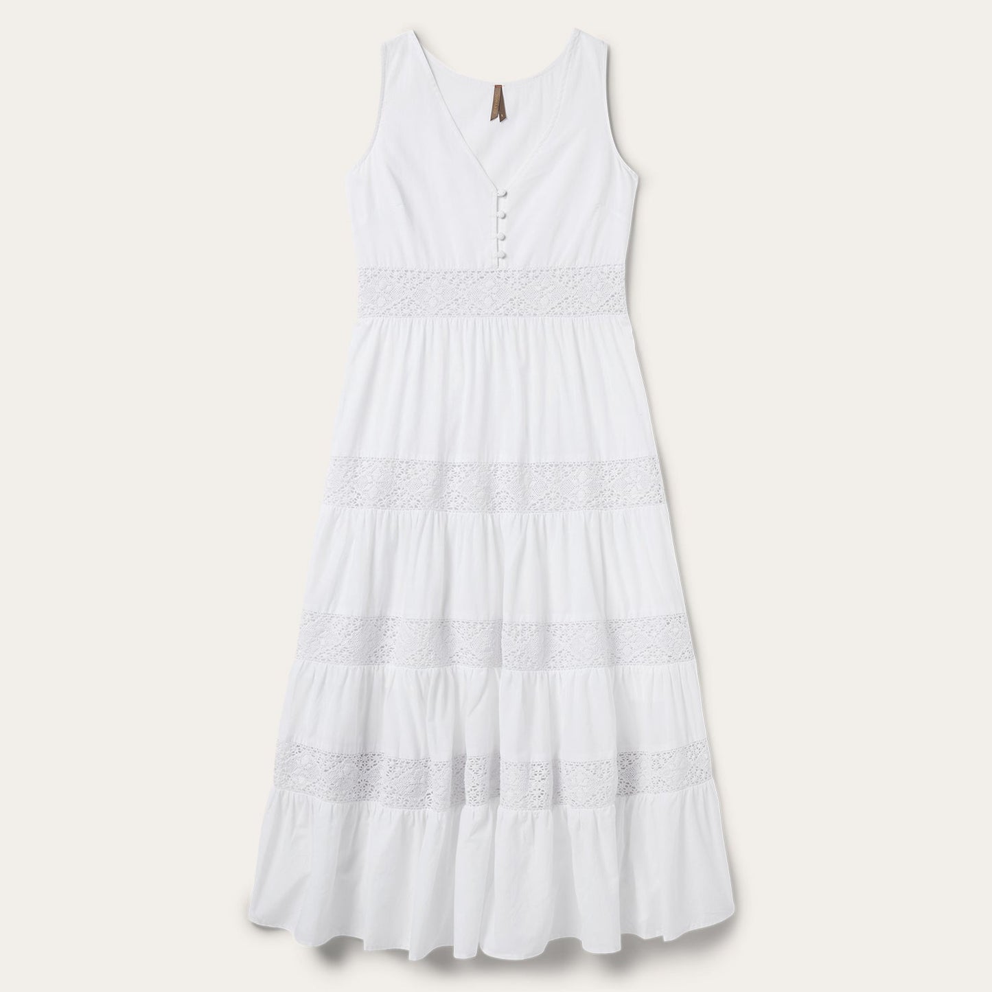 White Cotton Lawn Sleeveless Dress White