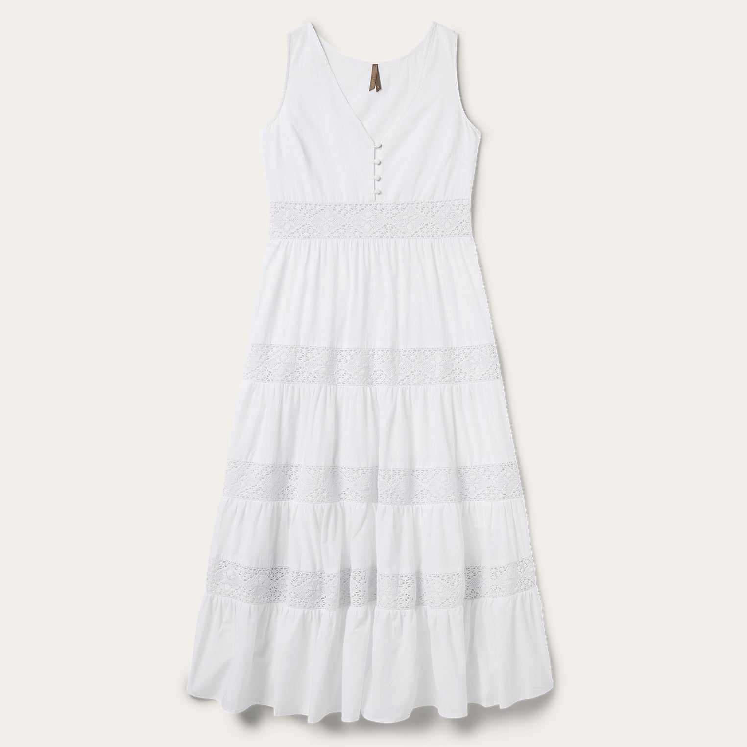 White Cotton Lawn Sleeveless Dress White