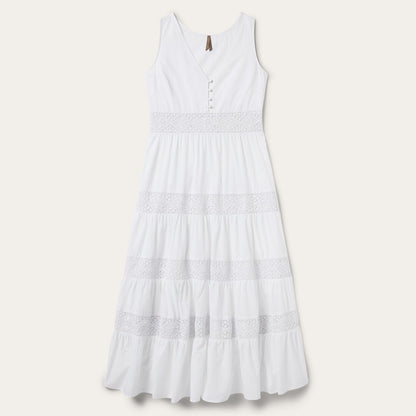 White Cotton Lawn Sleeveless Dress White