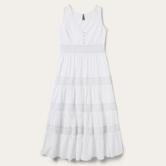 White Cotton Lawn Sleeveless Dress White