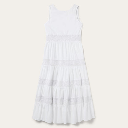 White Cotton Lawn Sleeveless Dress White