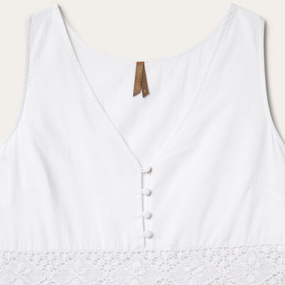 White Cotton Lawn Sleeveless Dress White