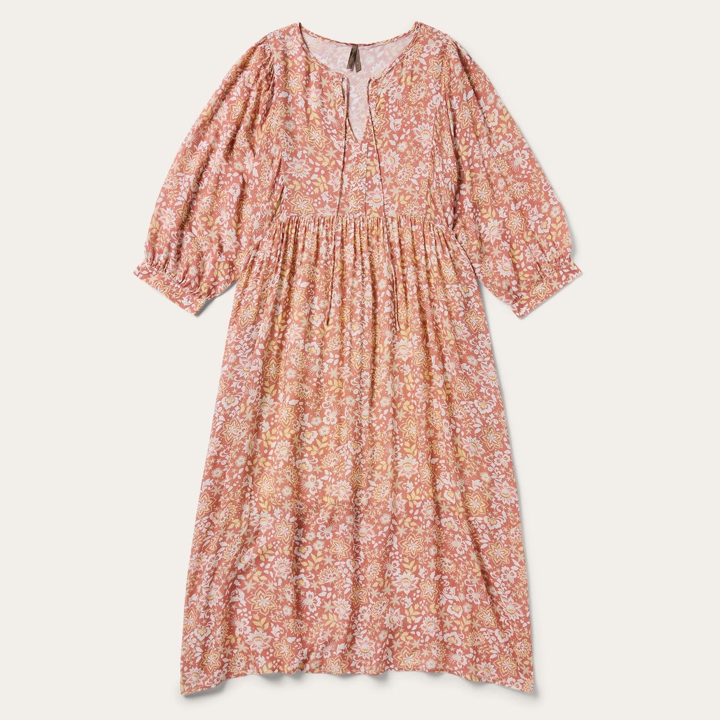 Sunset Floral Print Rayon Dress Pink