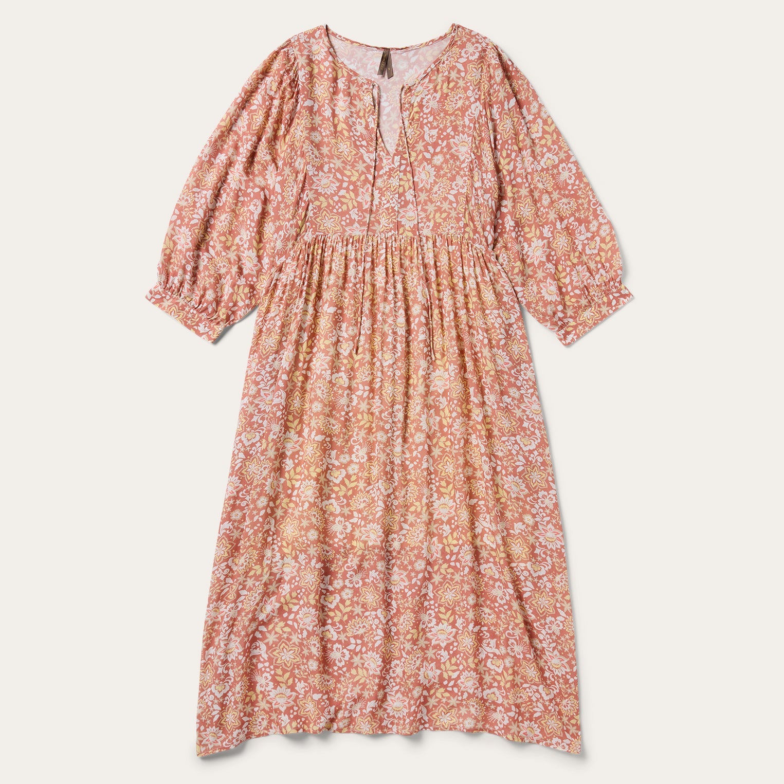 Sunset Floral Print Rayon Dress Pink