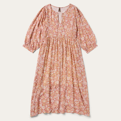 Sunset Floral Print Rayon Dress Pink