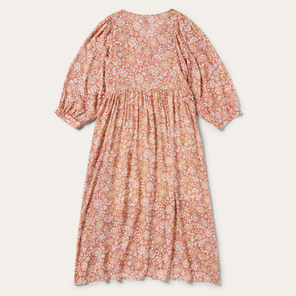 Sunset Floral Print Rayon Dress Pink