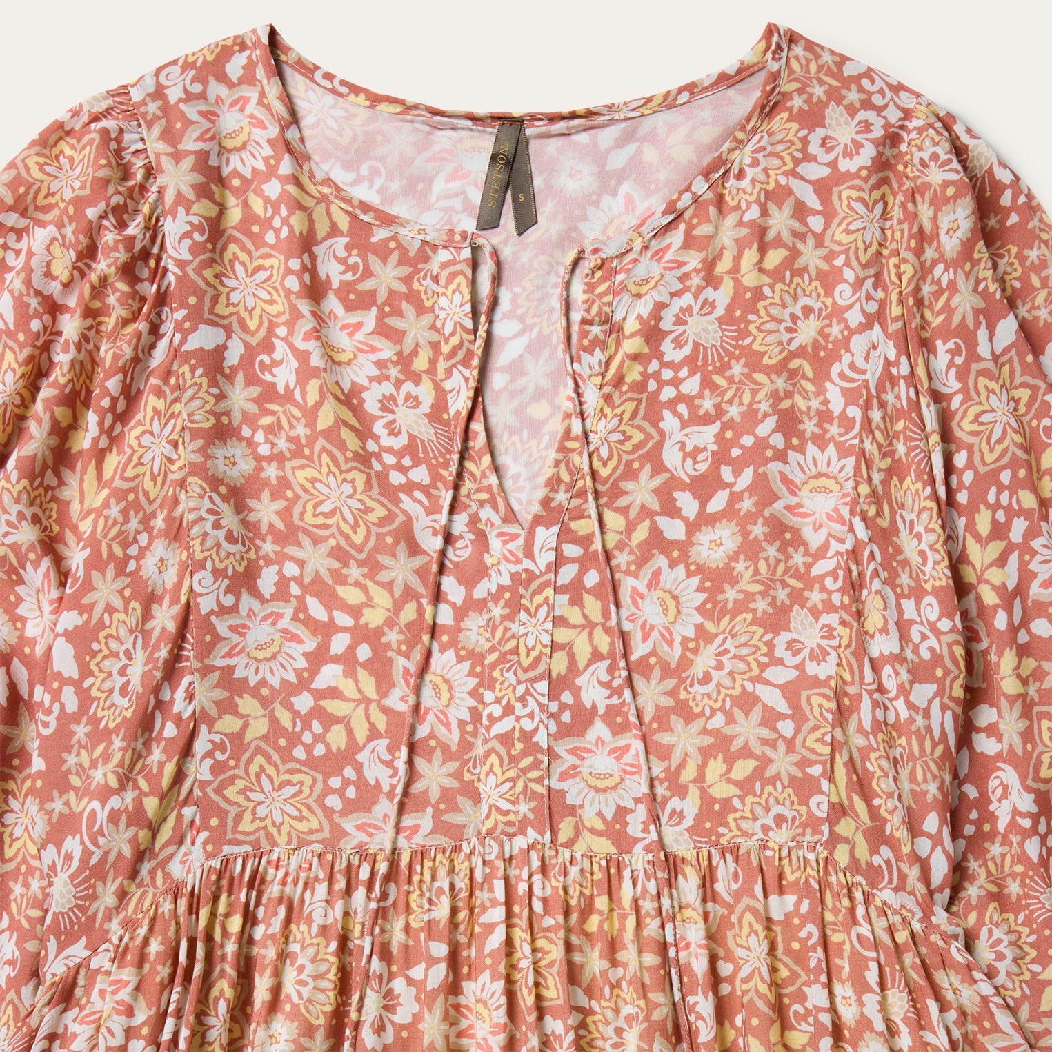 Sunset Floral Print Rayon Dress Pink