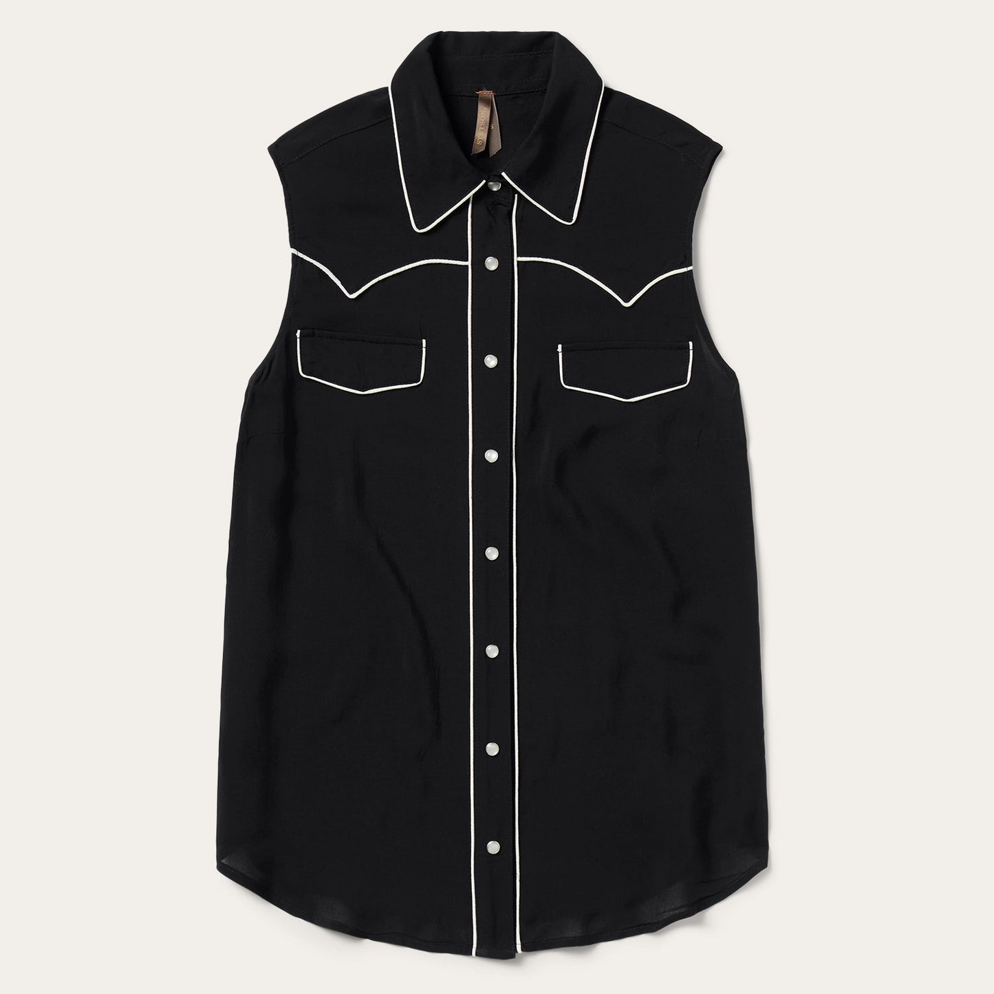 Black Sleeveless Western Shirt Black