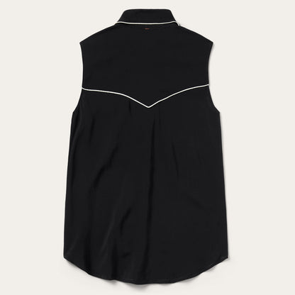 Black Sleeveless Western Shirt Black