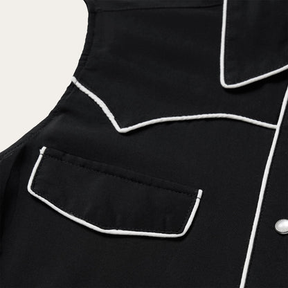 Black Sleeveless Western Shirt Black