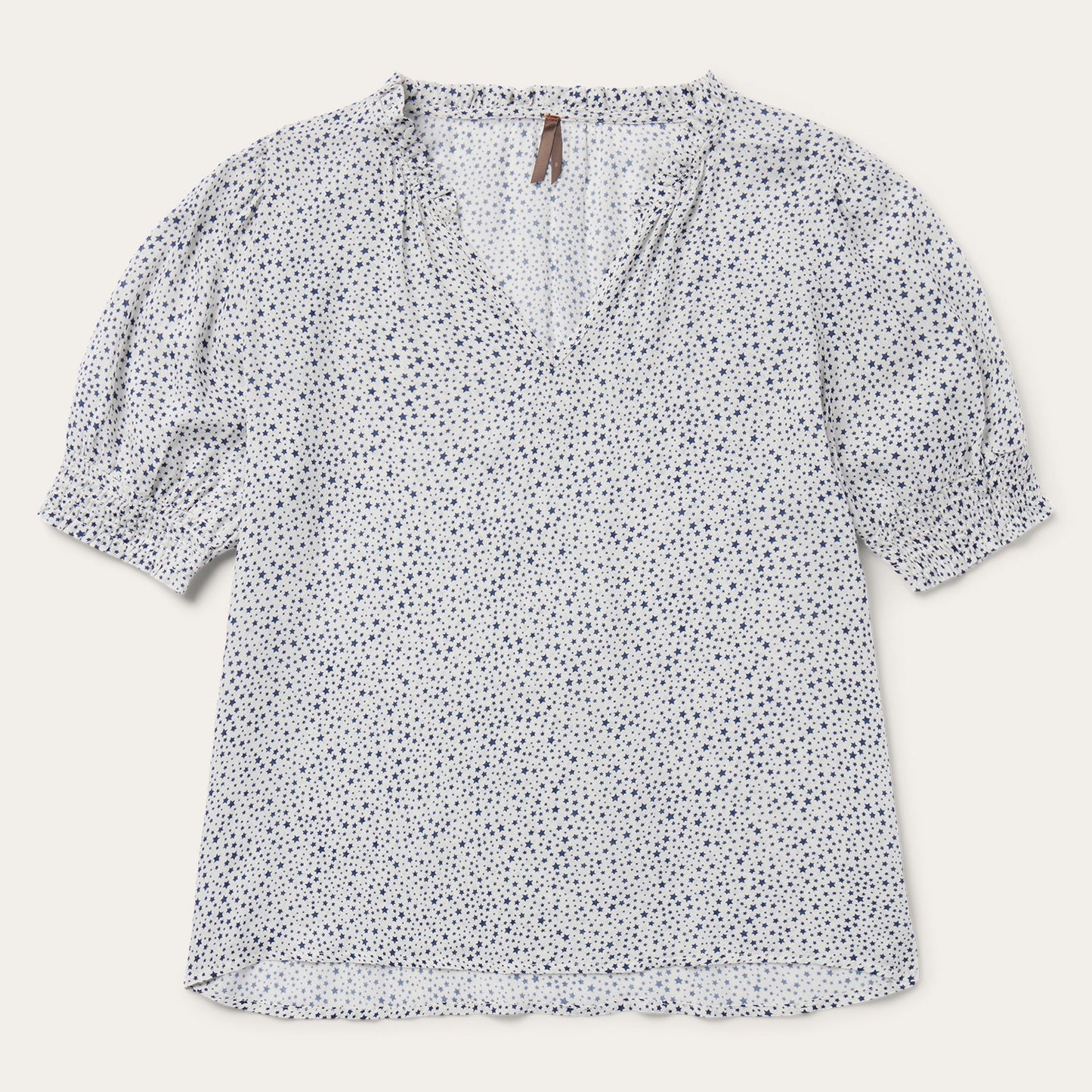 Stars Print Peasant Blouse White