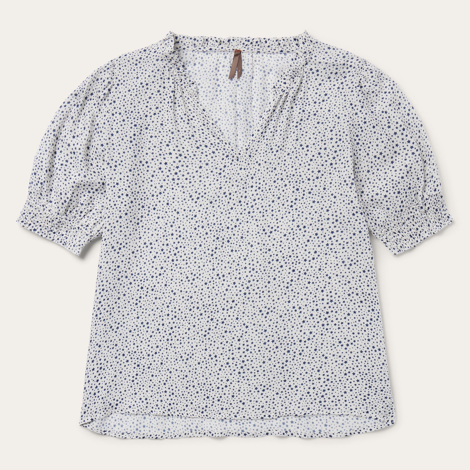 Stars Print Peasant Blouse White