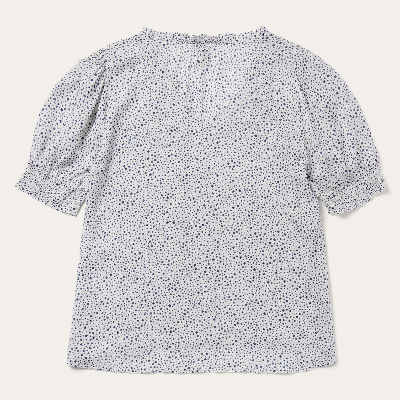 Stars Print Peasant Blouse White
