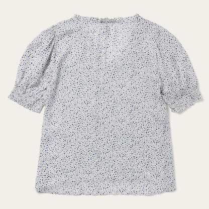 Stars Print Peasant Blouse White