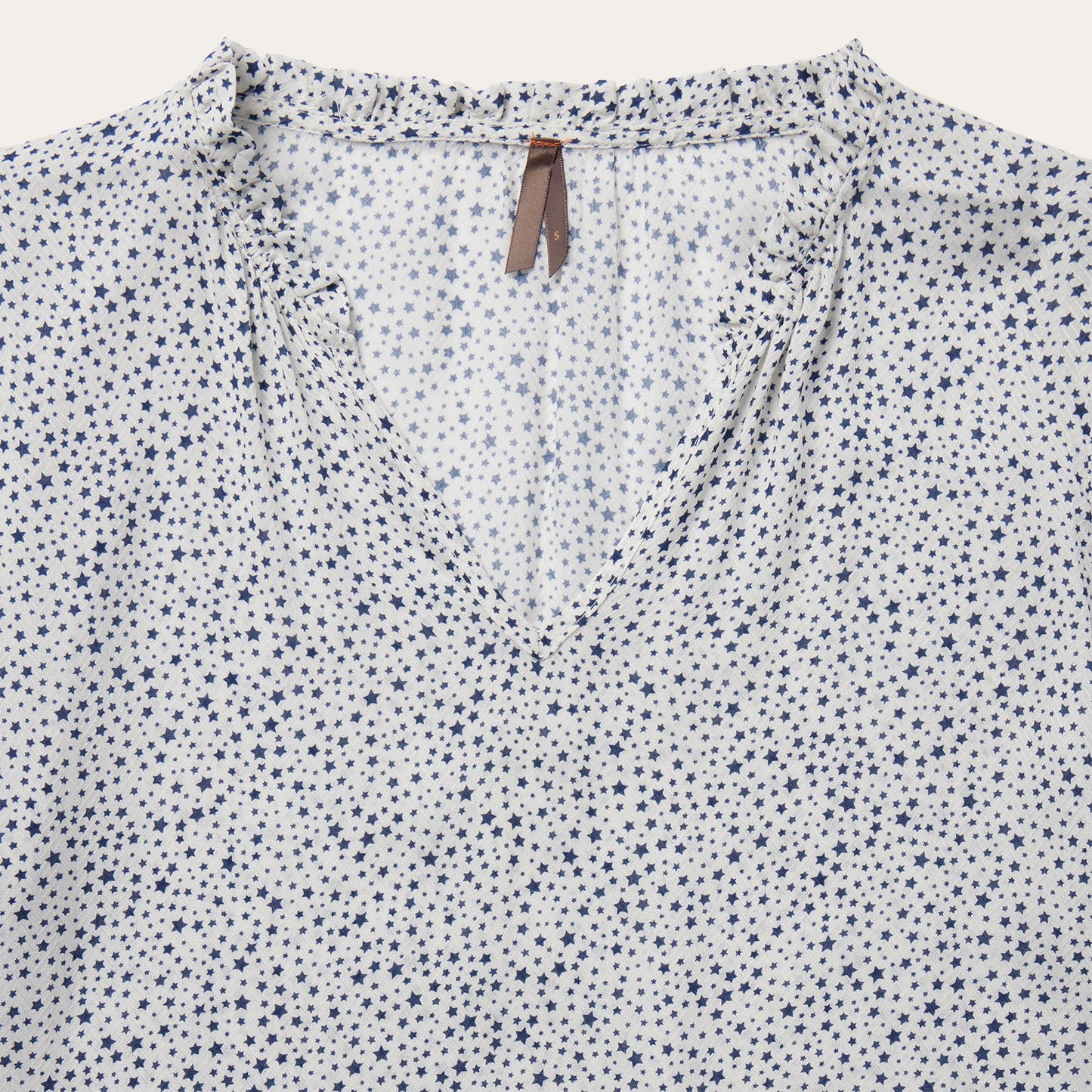 Stars Print Peasant Blouse White