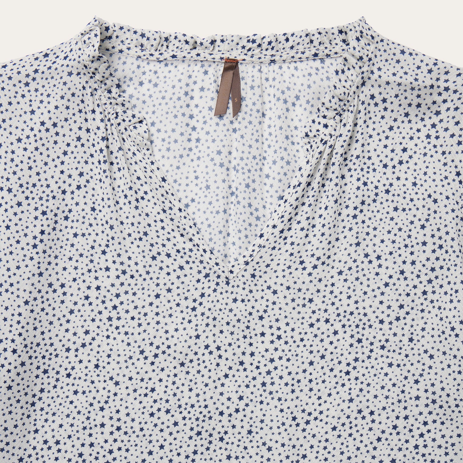 Stars Print Peasant Blouse White