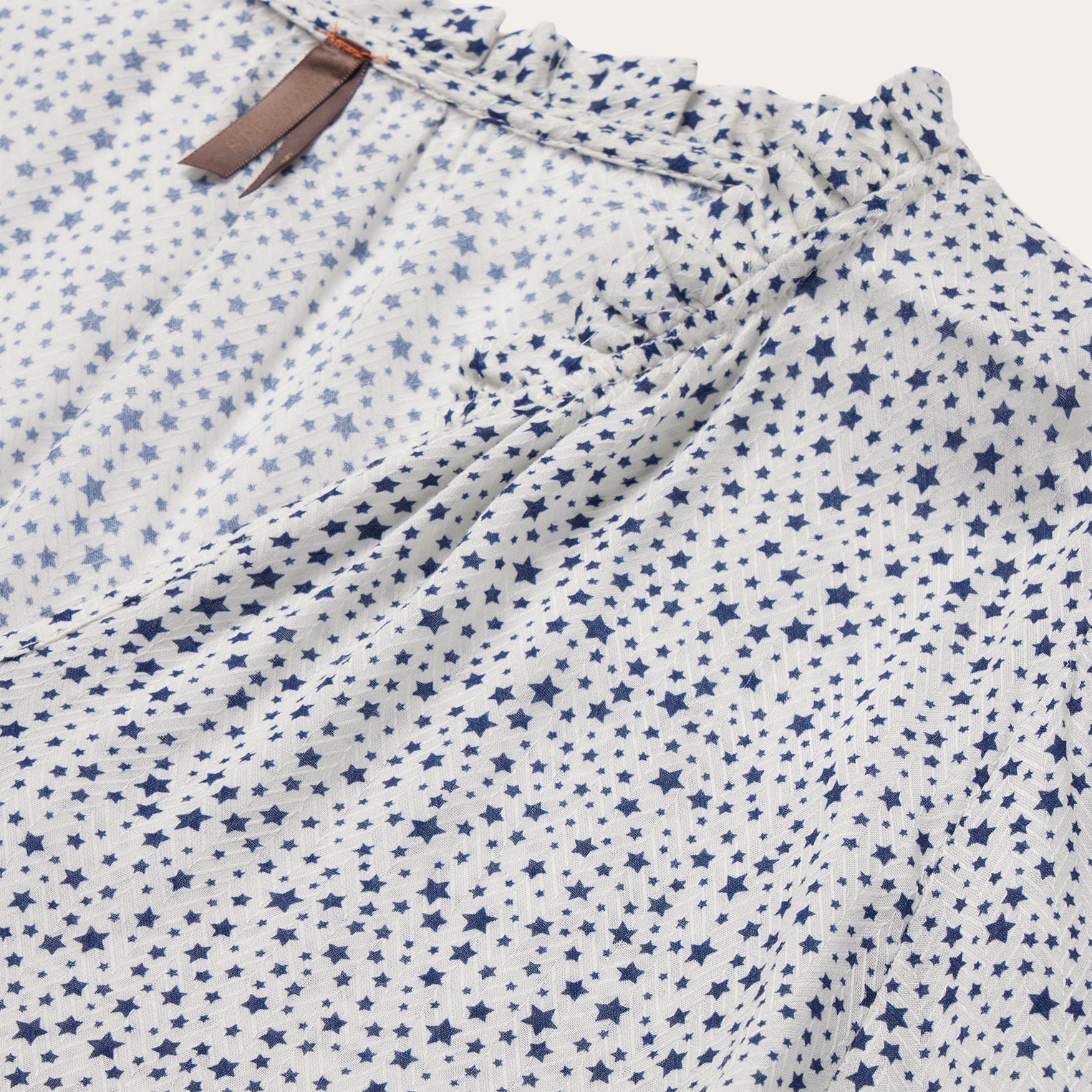 Stars Print Peasant Blouse White