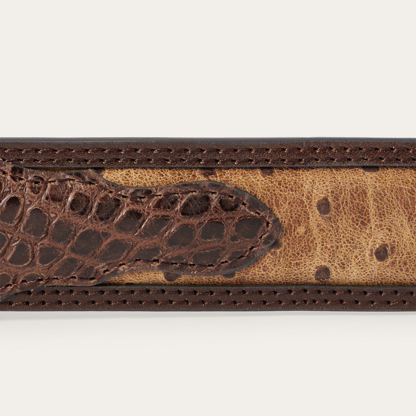 Ostrich Print Croco Embossed Western Tabs Belt Cognac/California Nut