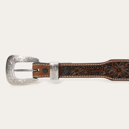 Tooled Tapered Belt Brown/Sand