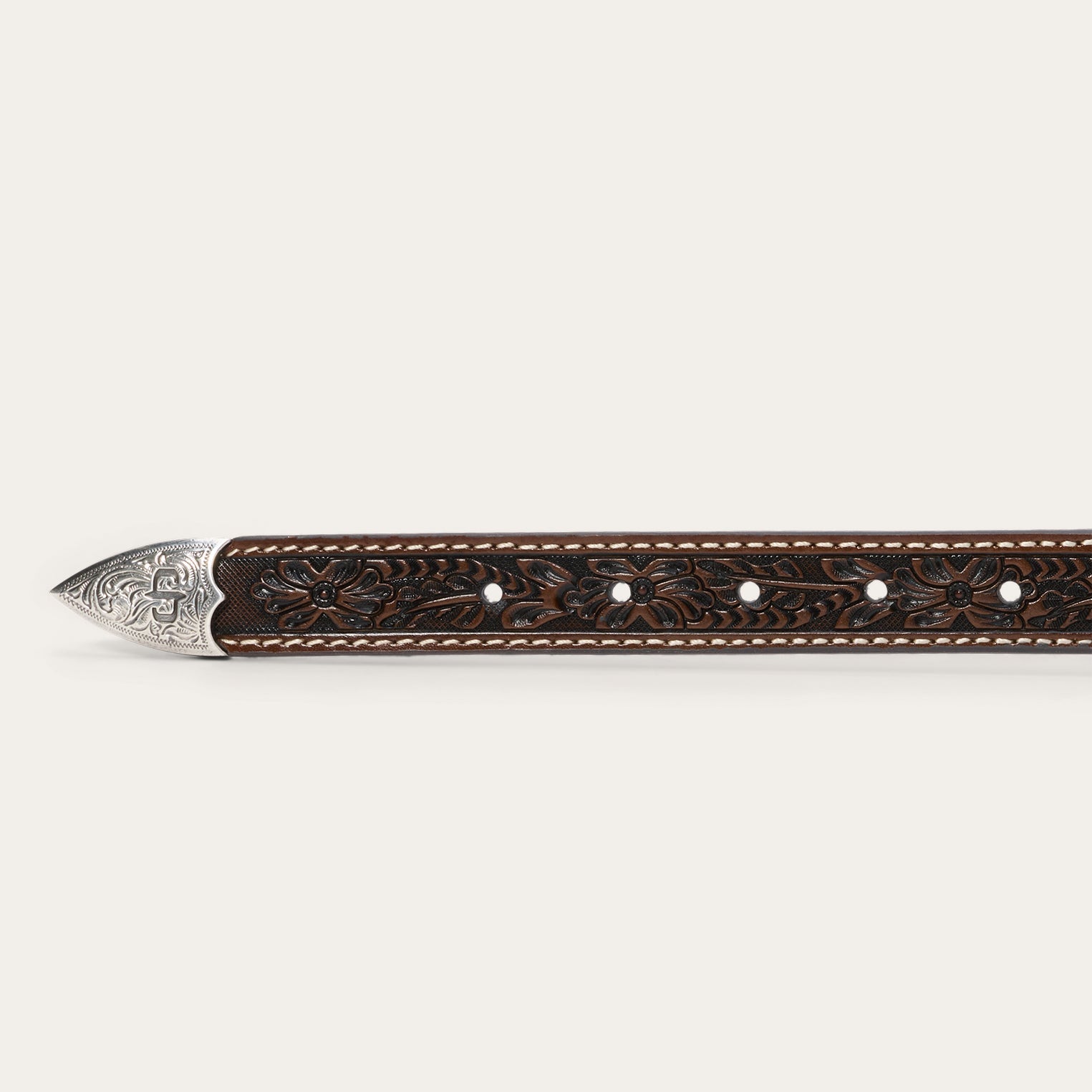 Tooled Tapered Belt Brown/Sand