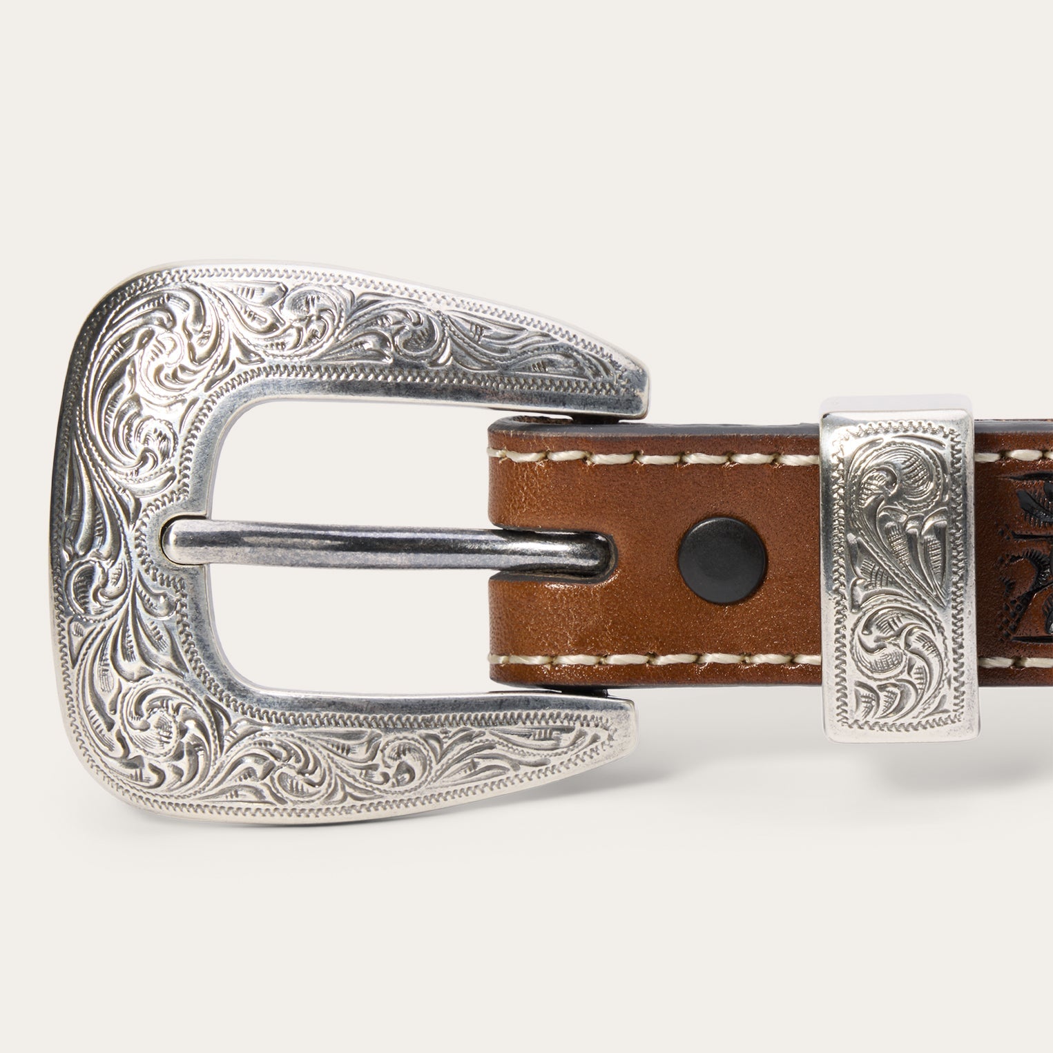 Tooled Tapered Belt Brown/Sand