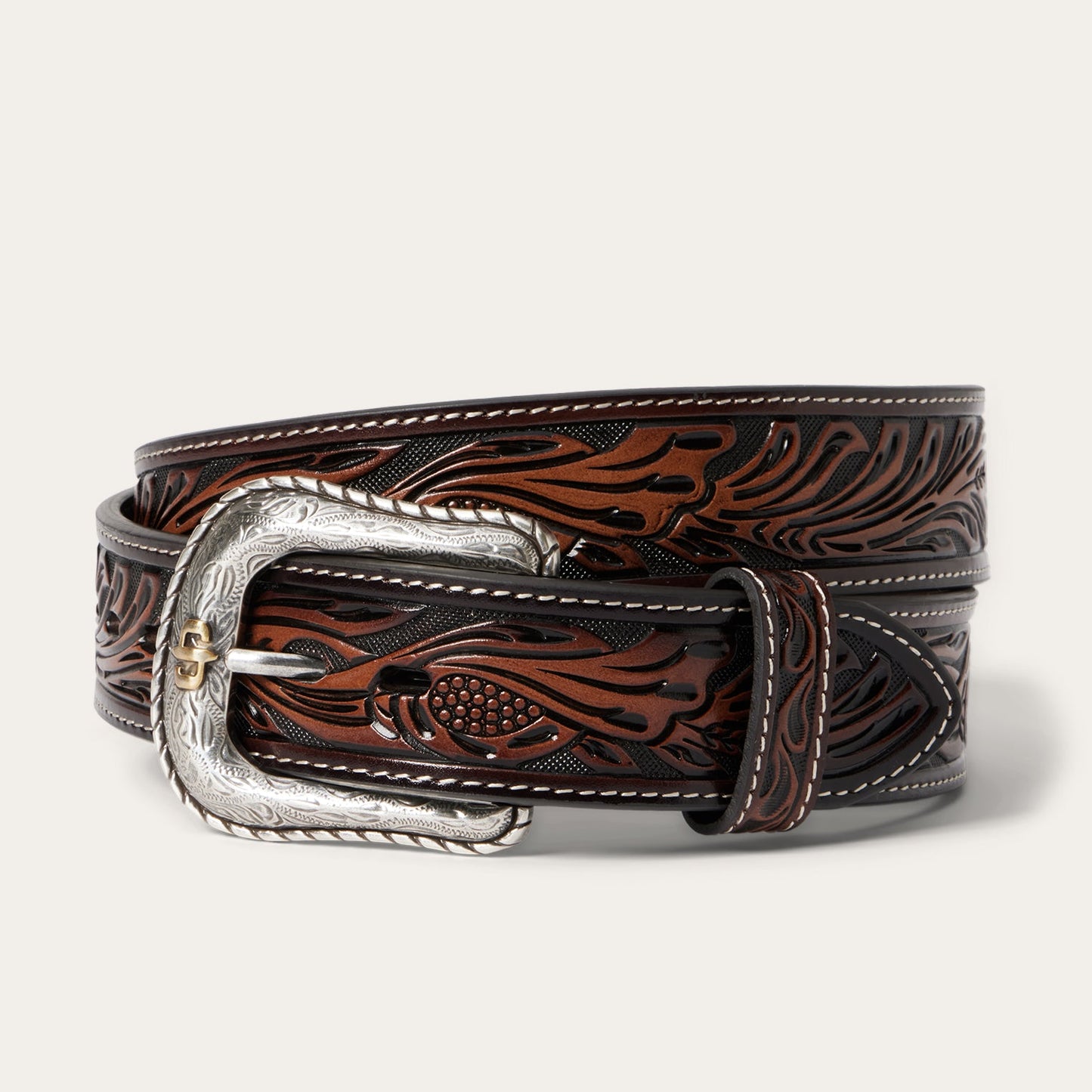 Tooled Belt Dark Brown