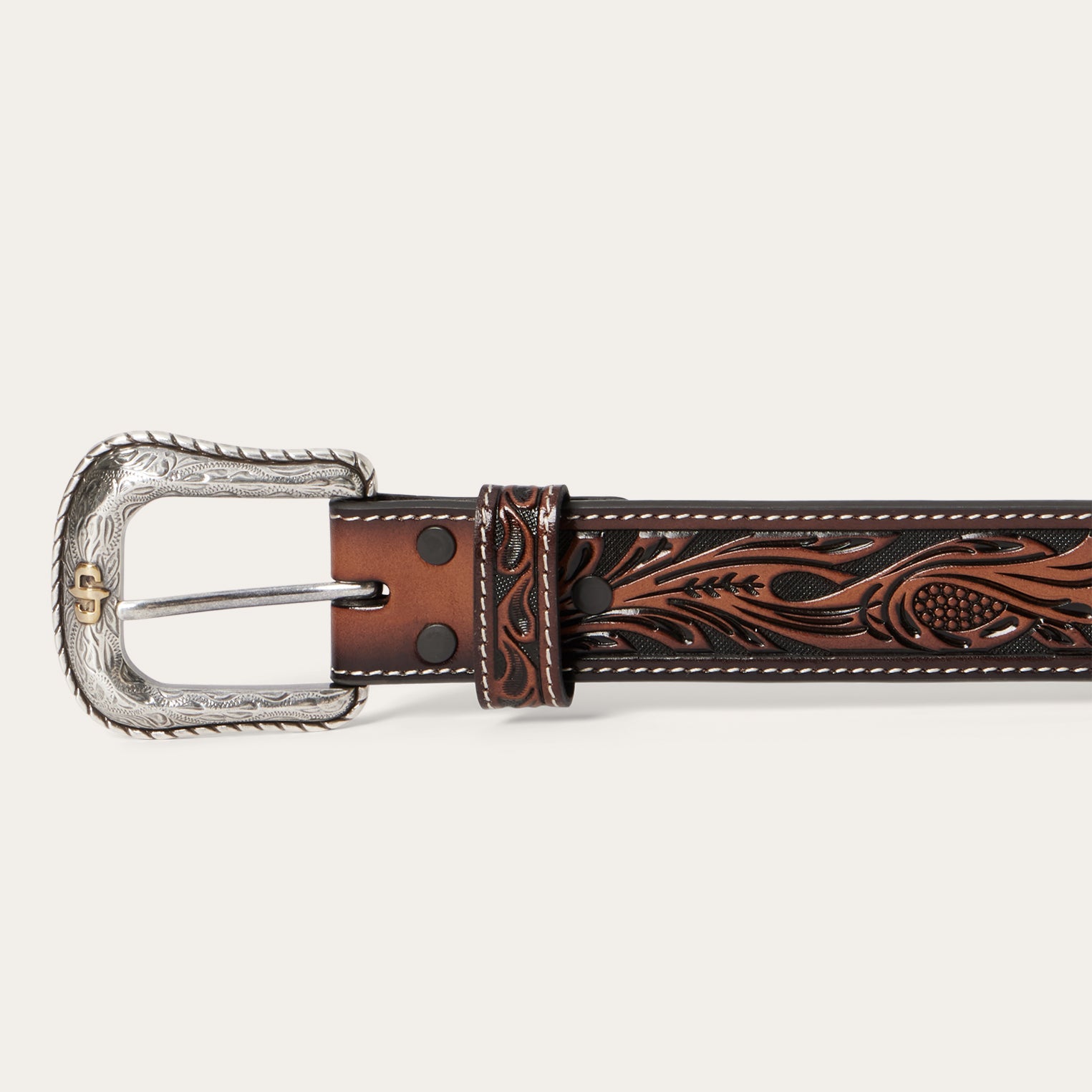 Tooled Belt Dark Brown