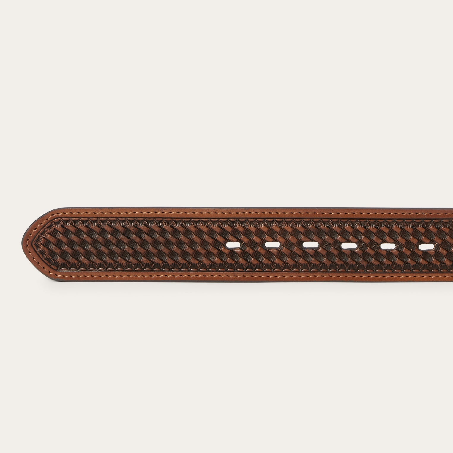 Pebble Leather Basket Weave Tabs Belt Natural/Brown