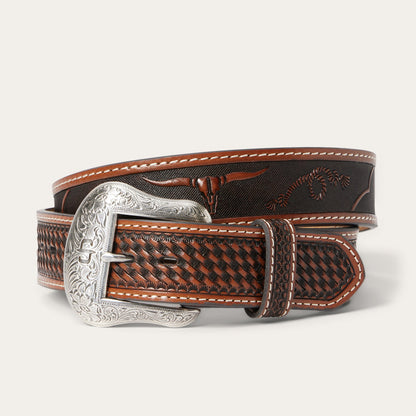 Western Icons Tooled Belt Cognac
