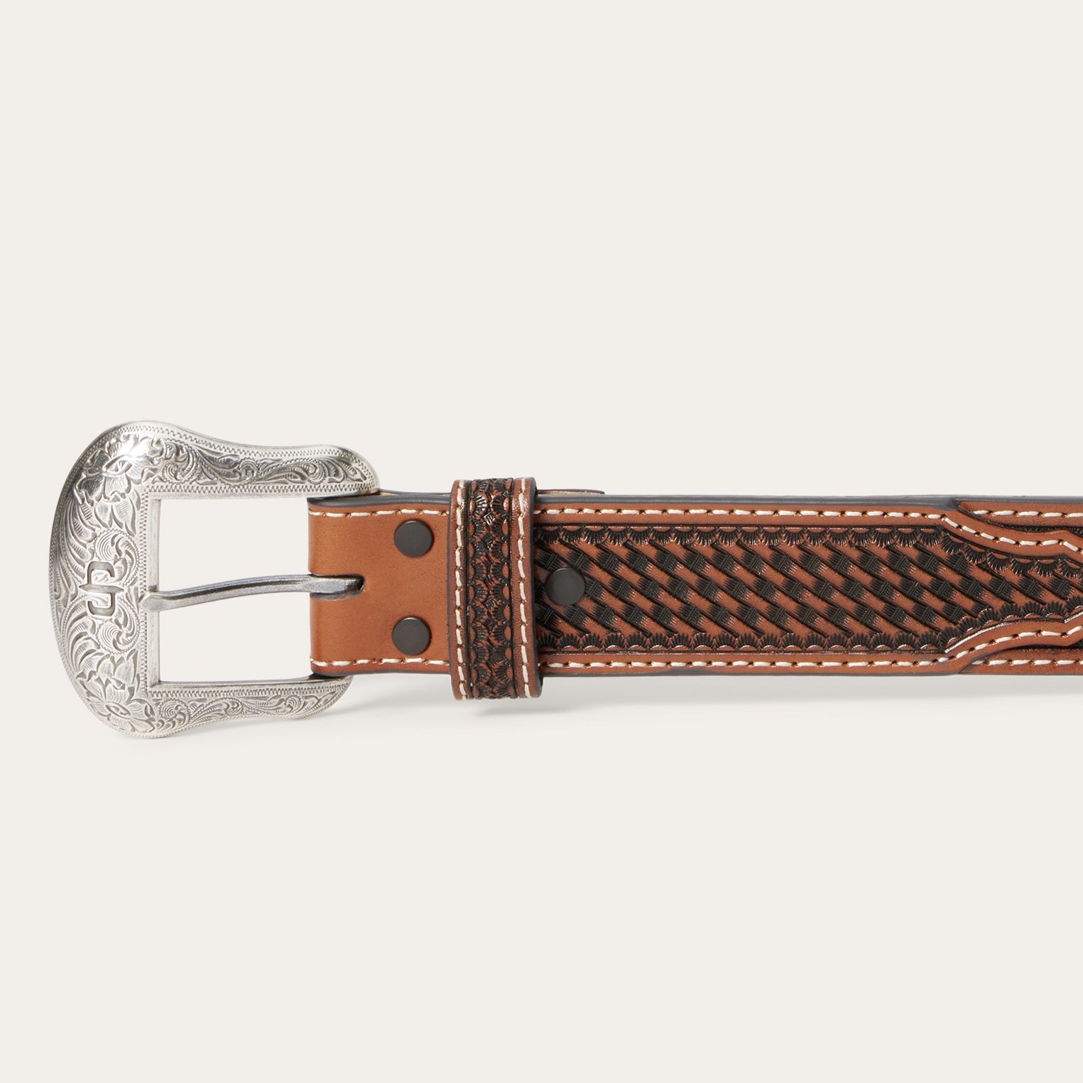 Western Icons Tooled Belt Cognac