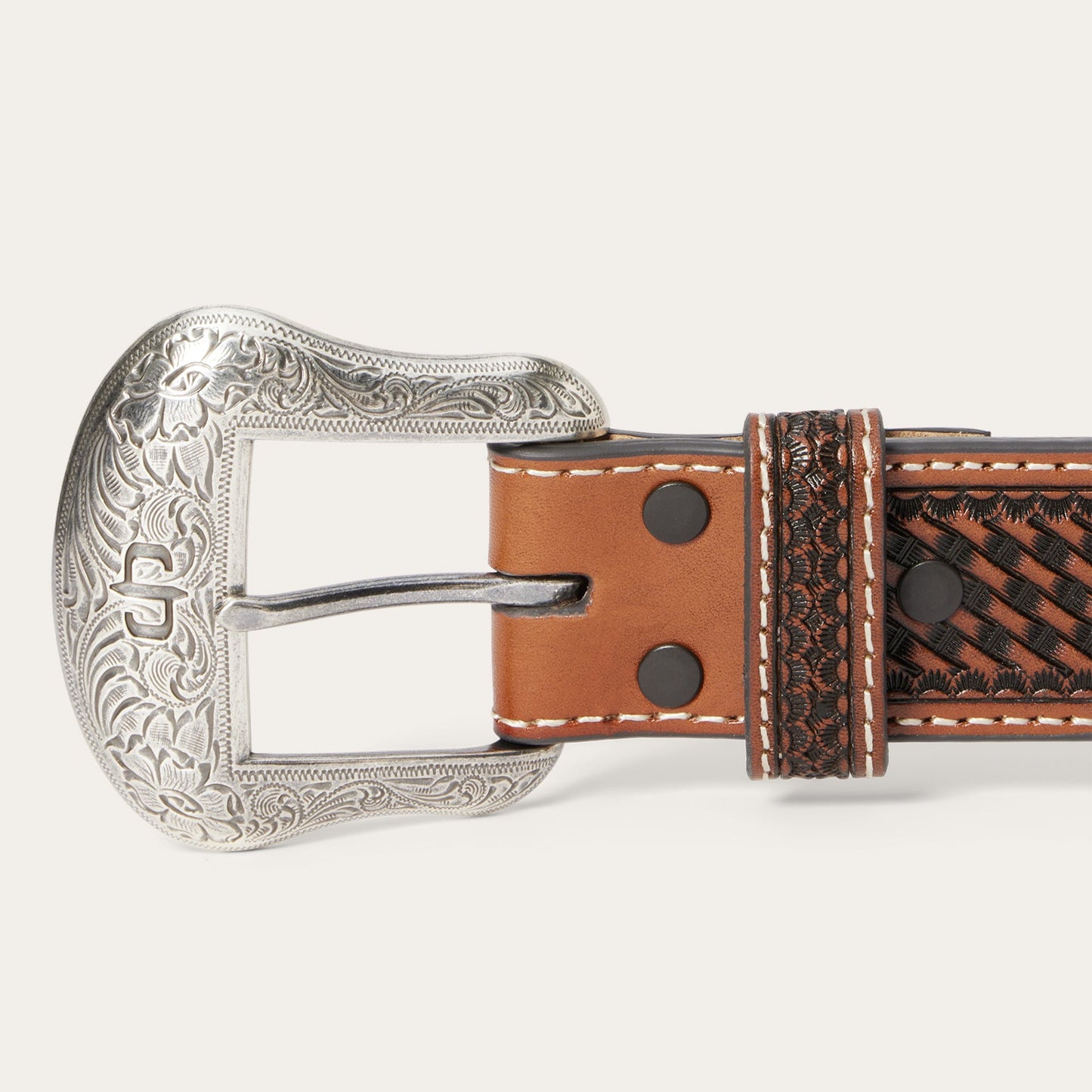 Western Icons Tooled Belt Cognac
