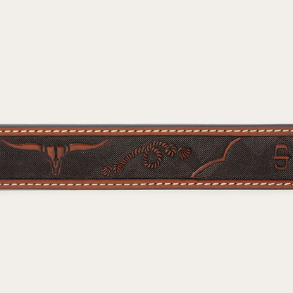 Western Icons Tooled Belt Cognac