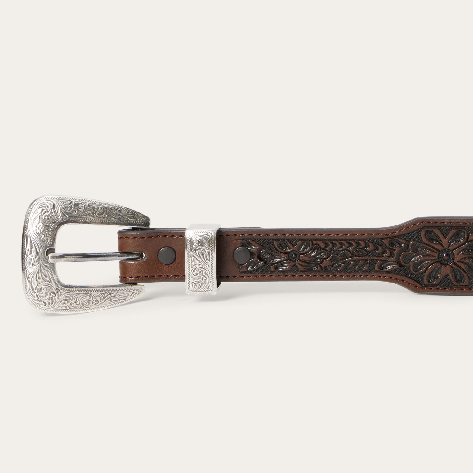 Croco Print Tooled Tapered Belt Brown/Cognac