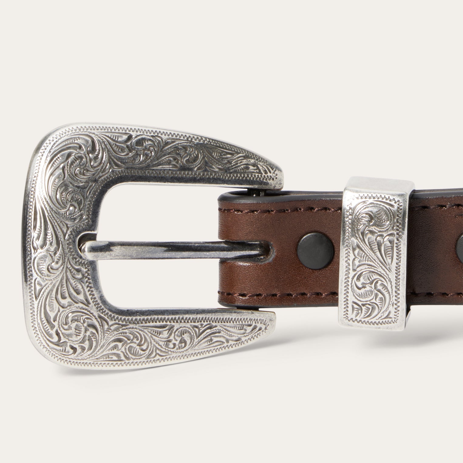Croco Print Tooled Tapered Belt Brown/Cognac