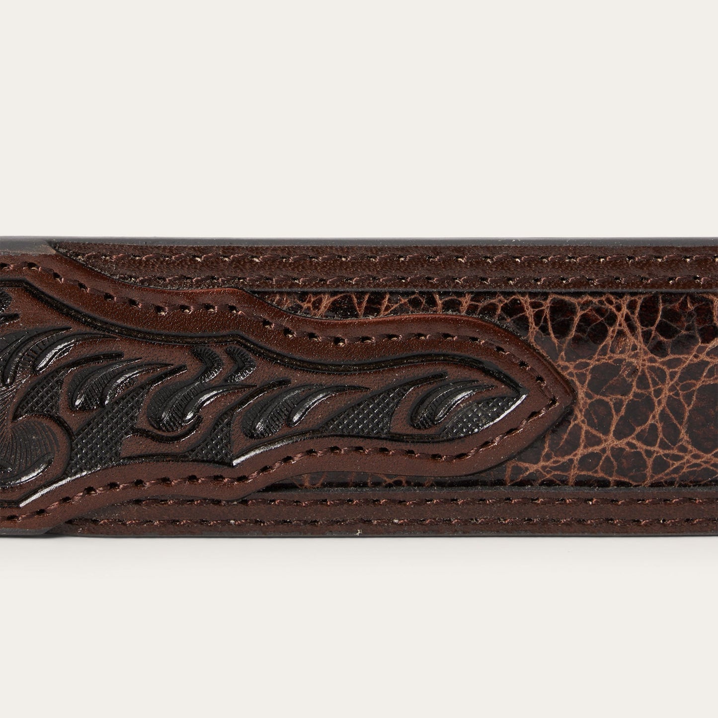 Croco Print Tooled Tapered Belt Brown/Cognac