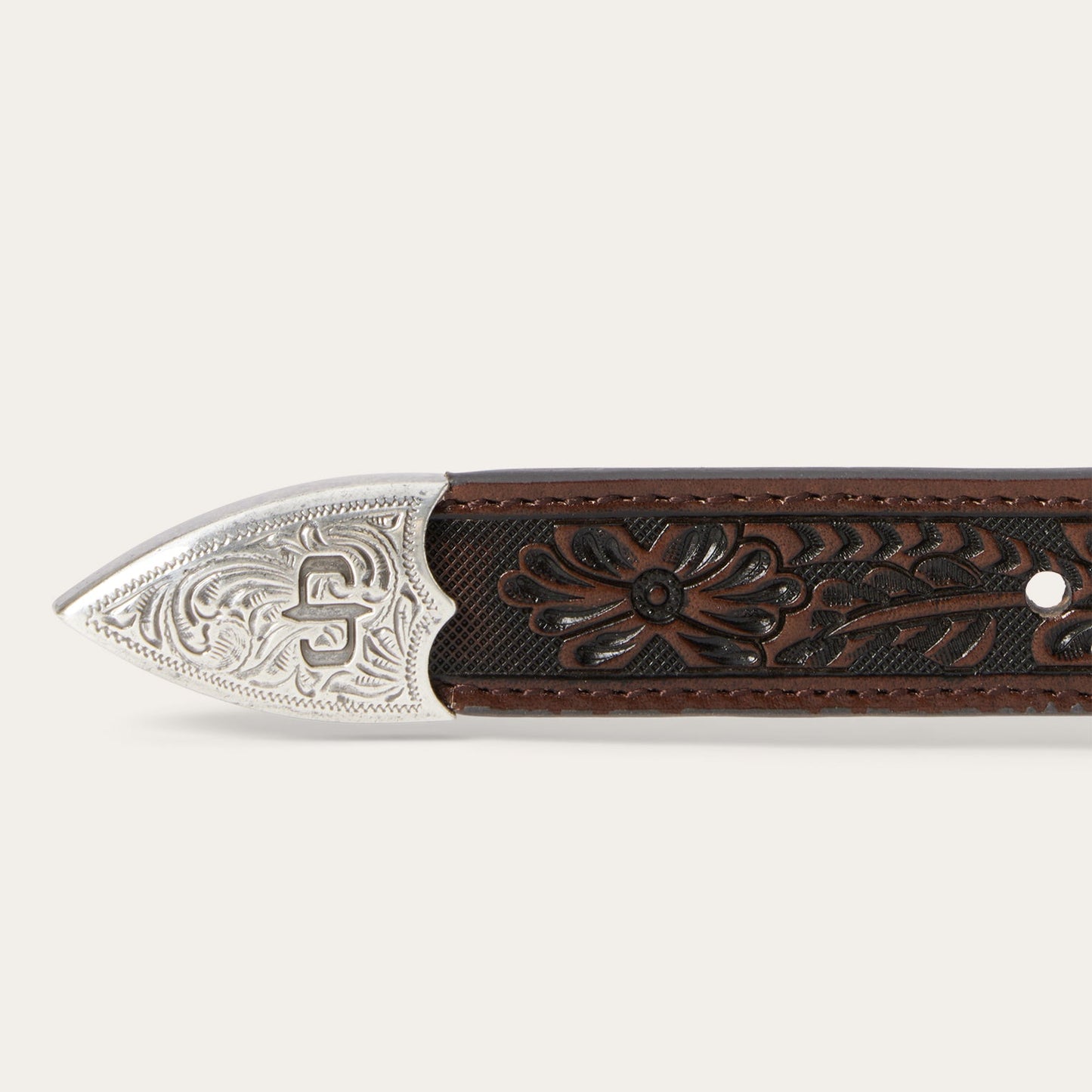 Croco Print Tooled Tapered Belt Brown/Cognac