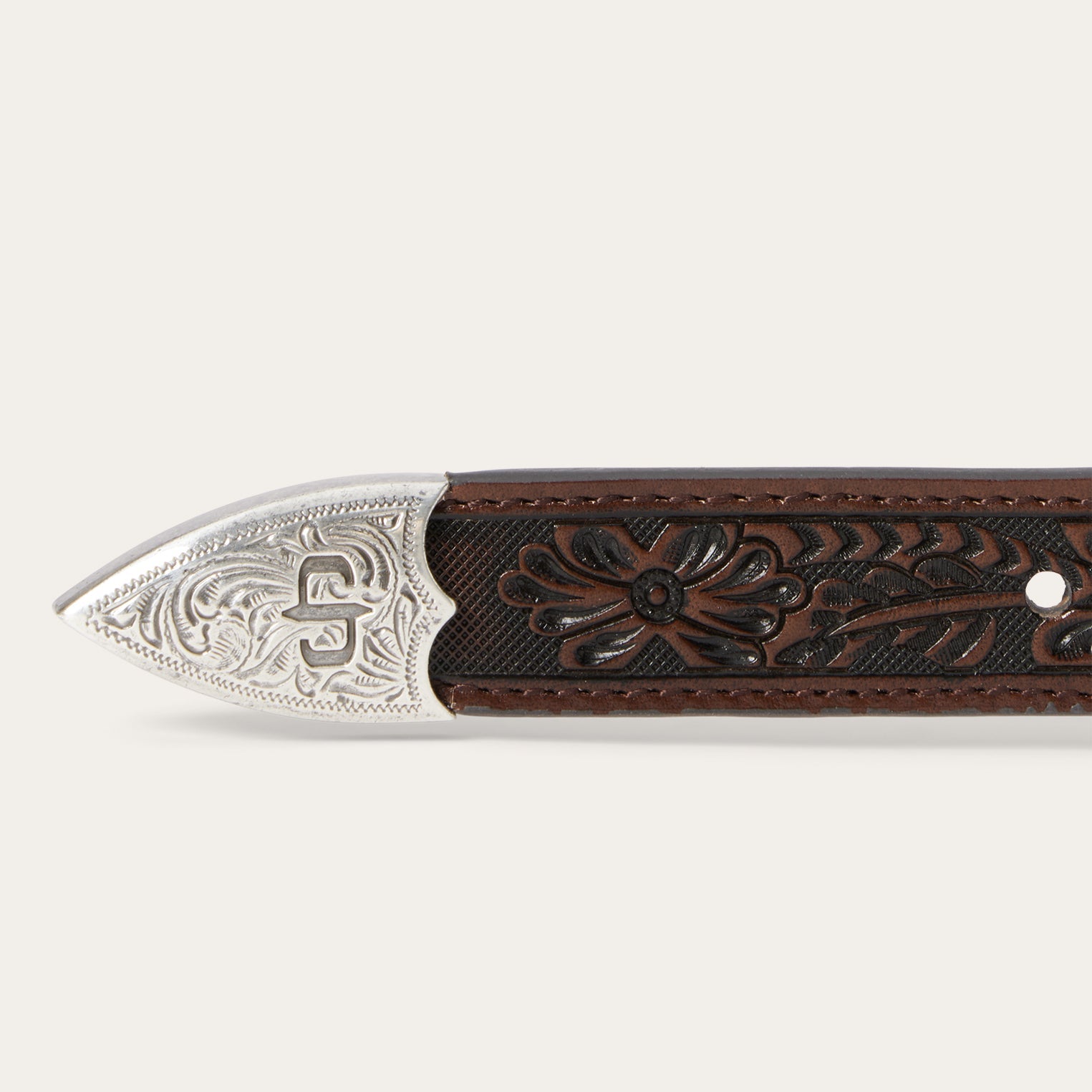 Croco Print Tooled Tapered Belt Brown/Cognac