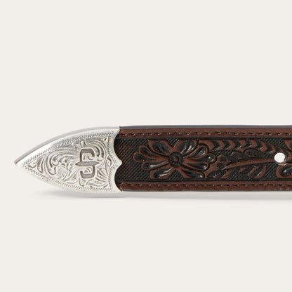 Croco Print Tooled Tapered Belt Brown/Cognac