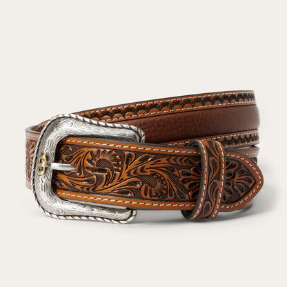Tooled Tab Belt Cognac