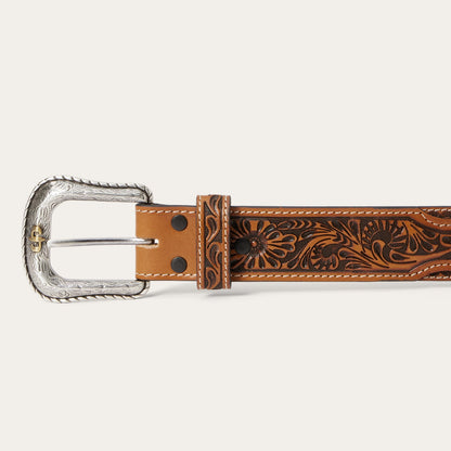 Tooled Tab Belt Cognac