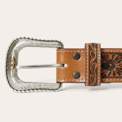 Tooled Tab Belt Cognac