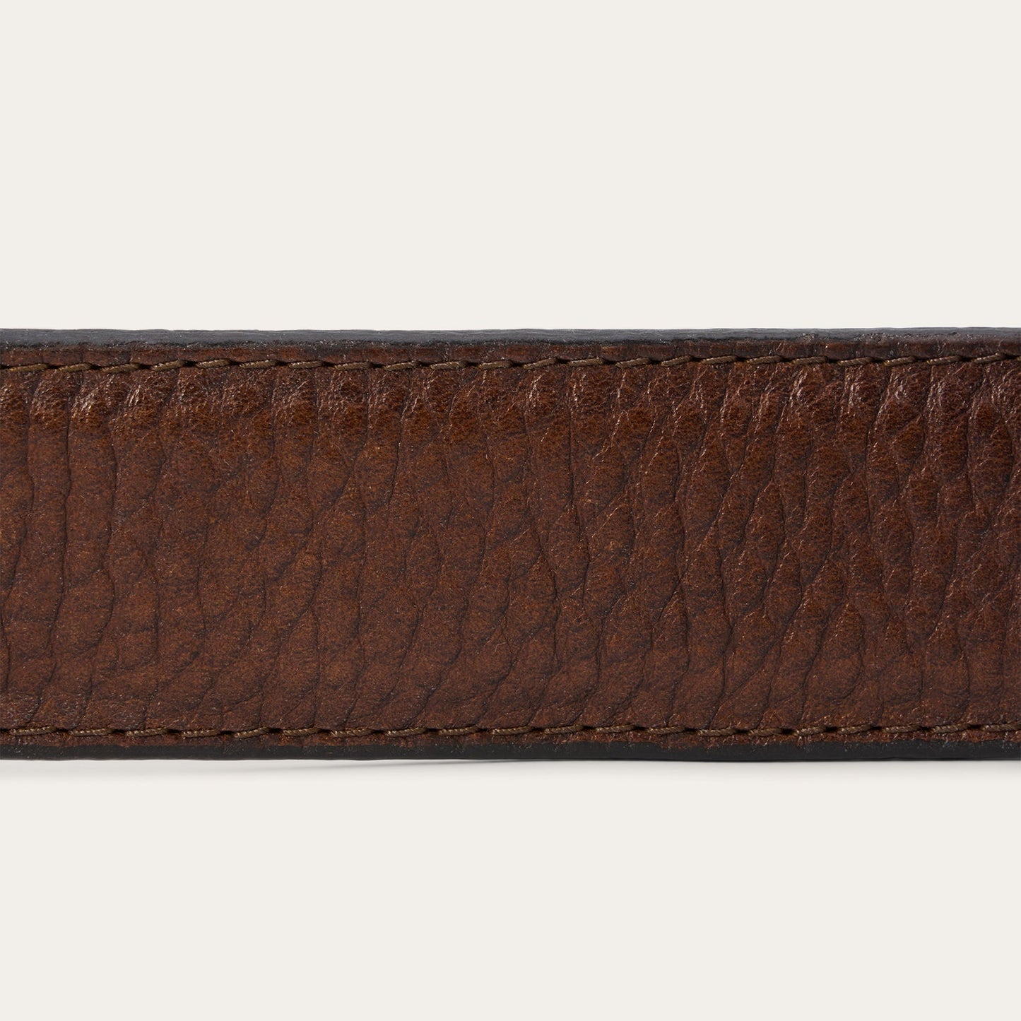 Bison Leather Tooled Tab Belt Hazelnut Bison
